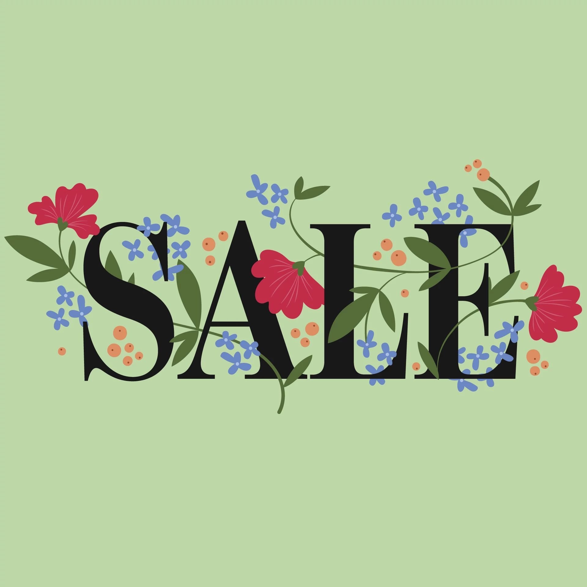 Green Floral Sales Banner